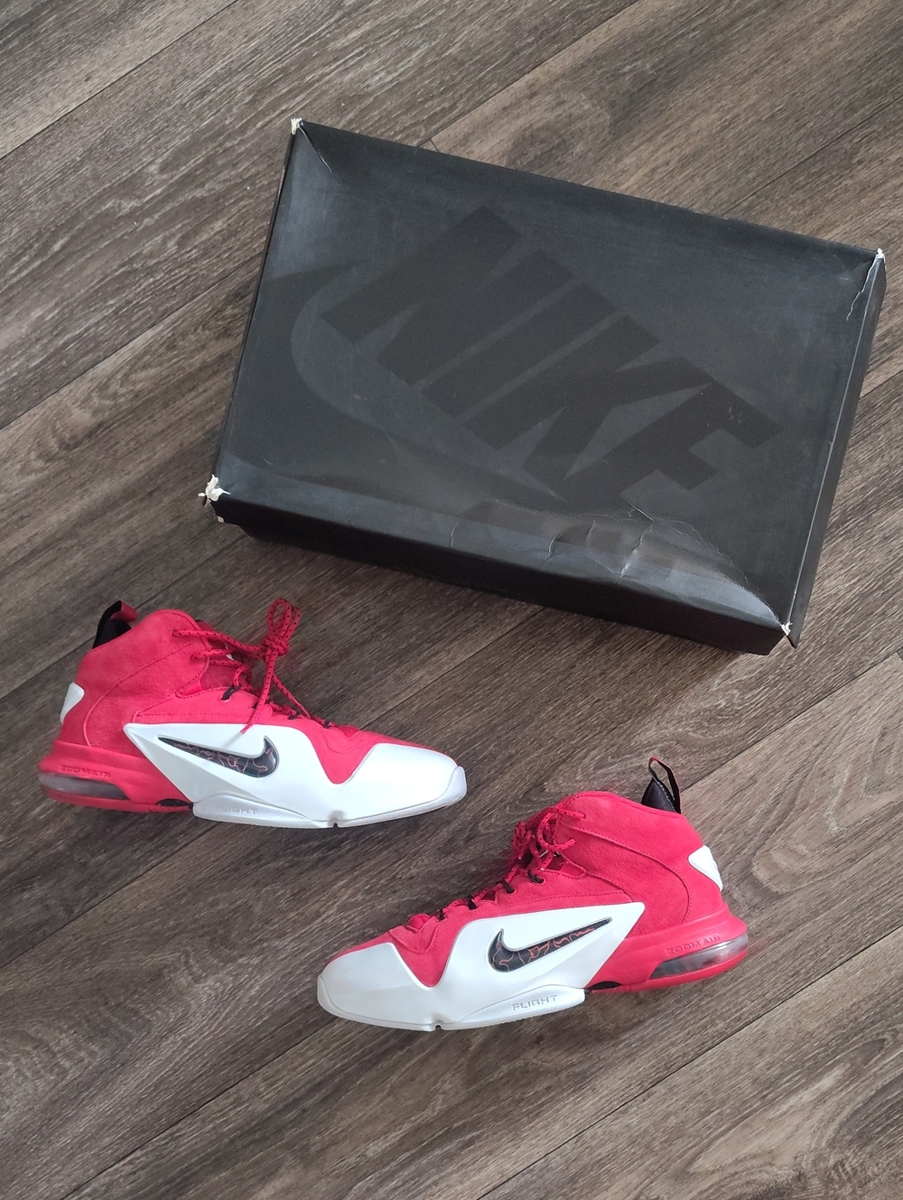 Men's Nike Air Penny 6 Red and White High-Top Sneakers